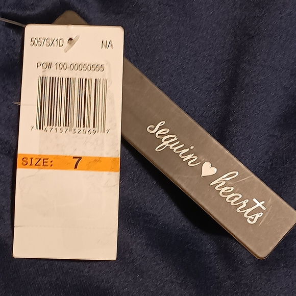 Sequin Hearts NWT Junior's Size 7 Blue Sleeveless Lace Waist Scallop Hem Dress - Picture 11 of 14